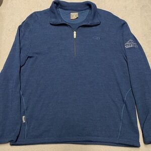 Icebreaker 1/4 Zip Mens Medium Blue Merino Wool Pullover Matakauri Resort